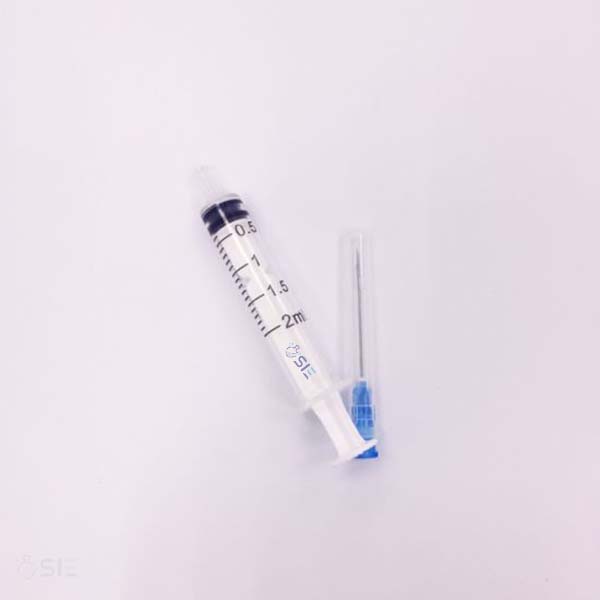 Syringe, 2ml, sterile, with bi-packed needle,