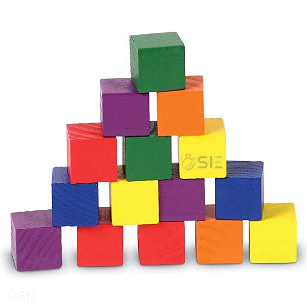 Cubes,wood or plastic, coloured, set